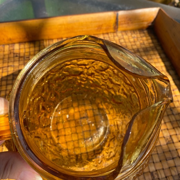 VTG Anchor Hocking Glass Crinkle Amber Pitcher. Vintage From 60s/70s 💛 - Picture 4 of 4